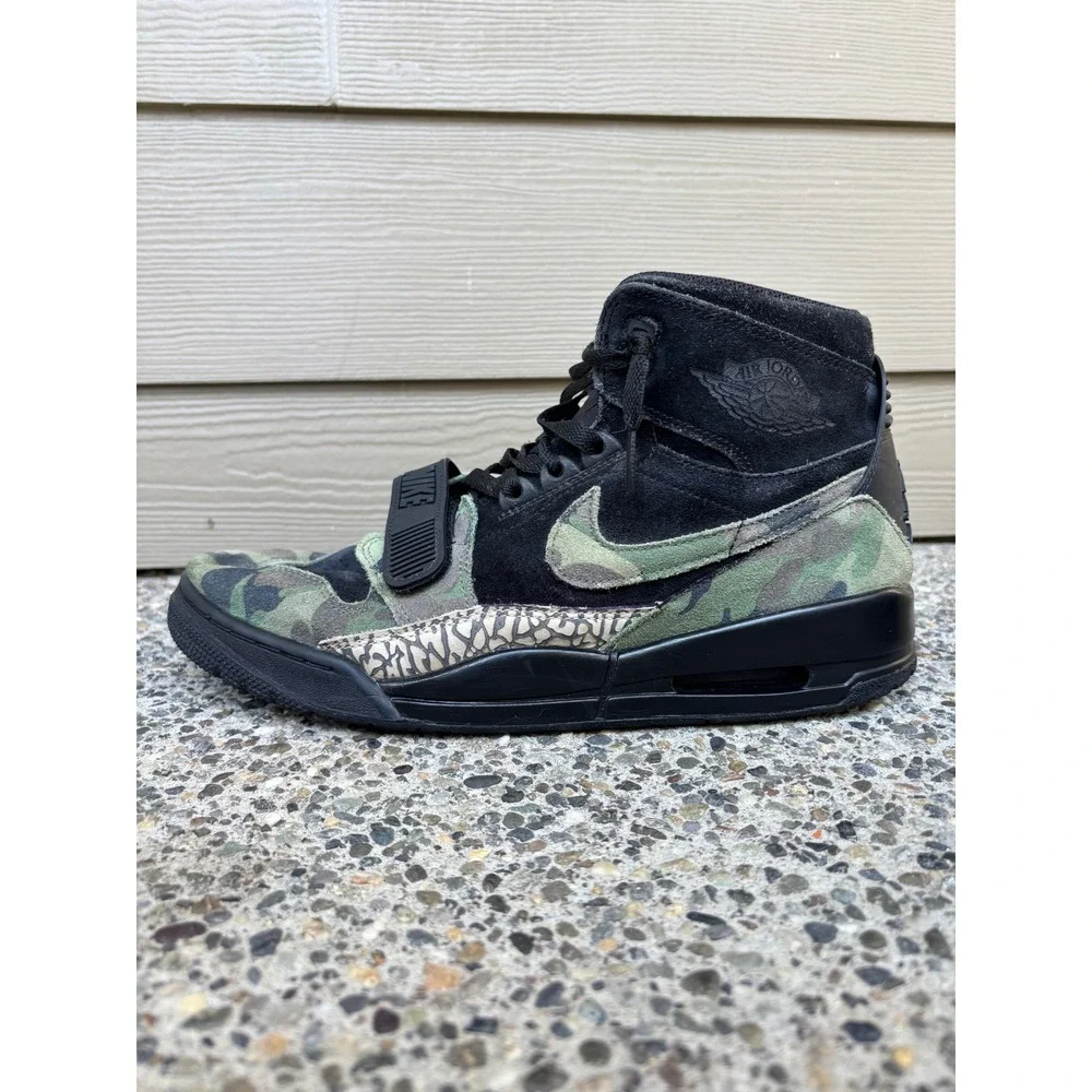 Jordan Legacy 312 Camo Black Elephant Print High Top Mens AV3922-003 Size 12